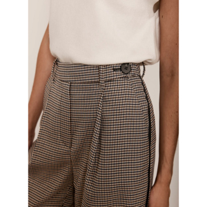 Mint Velvet Neutral Check Side Stripe Trousers